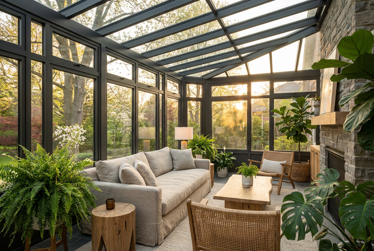 Luxury custom aluminum glass sunrooms conservatory made in China by Richocean factory