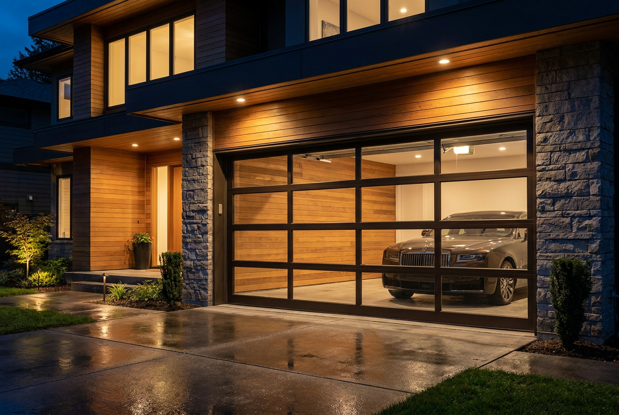 Wholesale modern full view aluminum glass sectional garage doors exported from China by Richocean