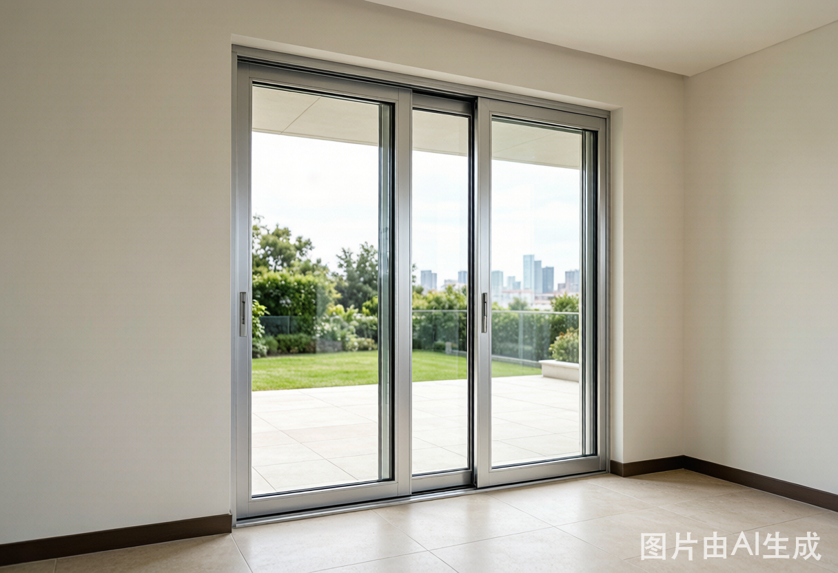 Aluminum sliding glass door installed in modern residential interior in China - thermal break frame with double glazed glass panels