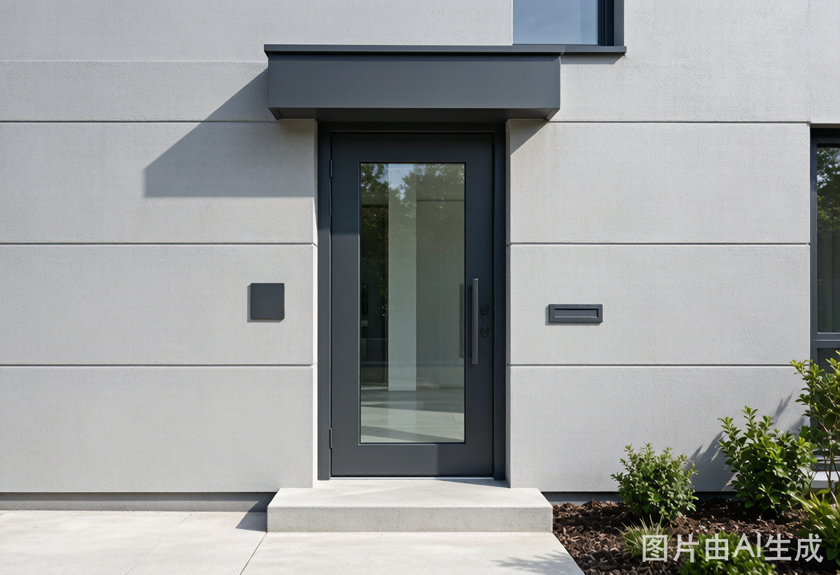 Aluminum entrance door supplied by China manufacturer - modern residential building with thermal break frame and large glass panel