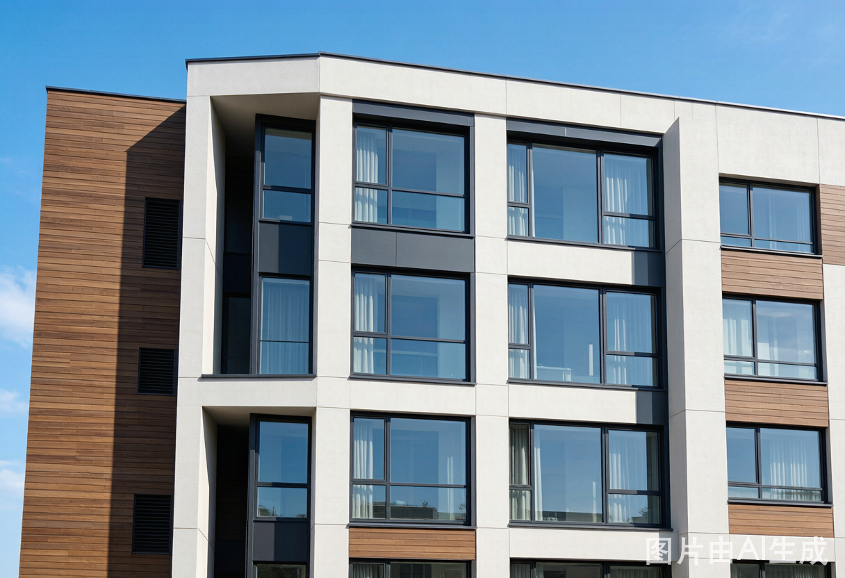 Aluminum windows installed on residential building in China - double glazed thermal break frames