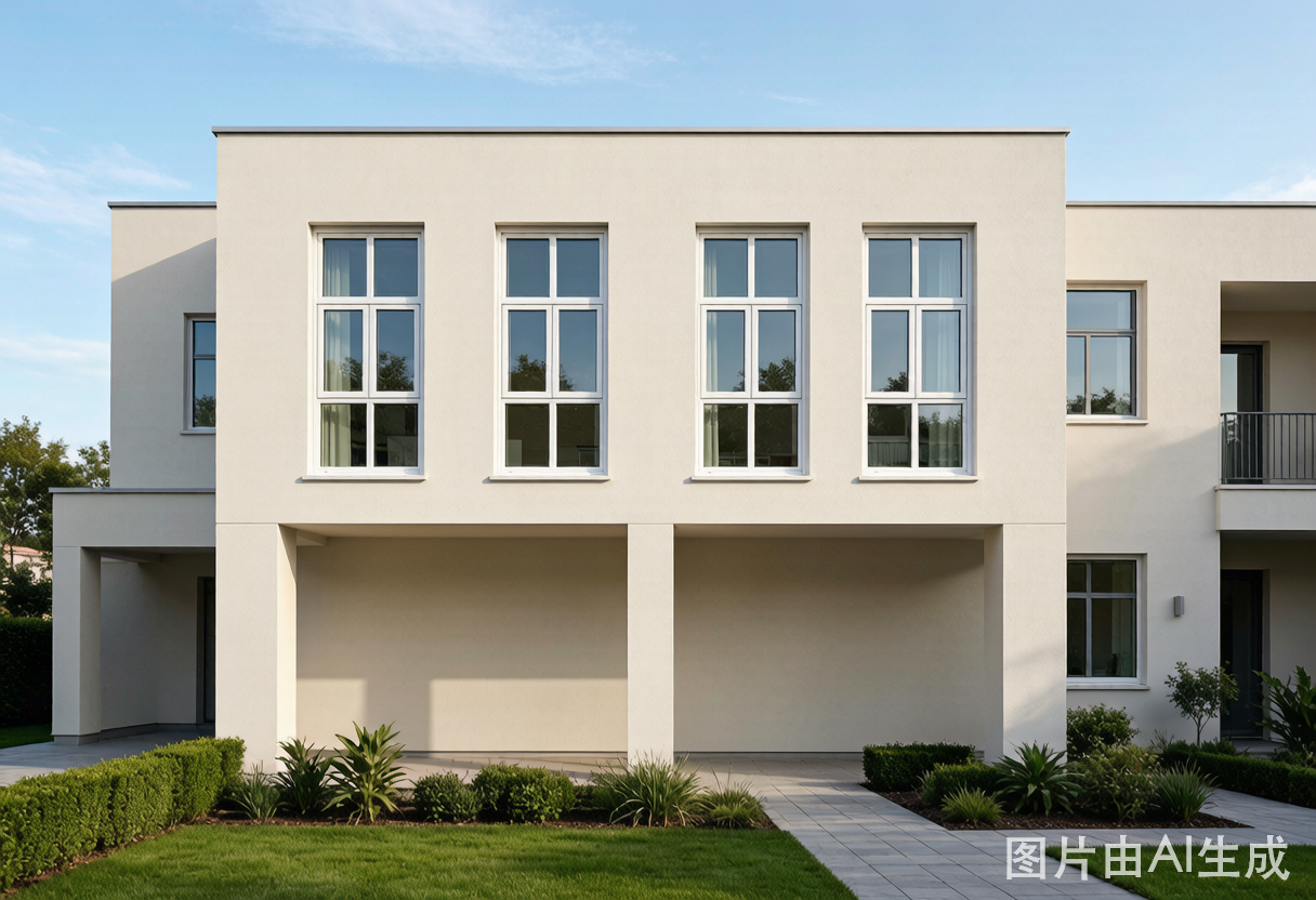 Aluminum casement windows installed on modern residential building facade in China - thermal break frame with double glazing and multi-point locking hardware