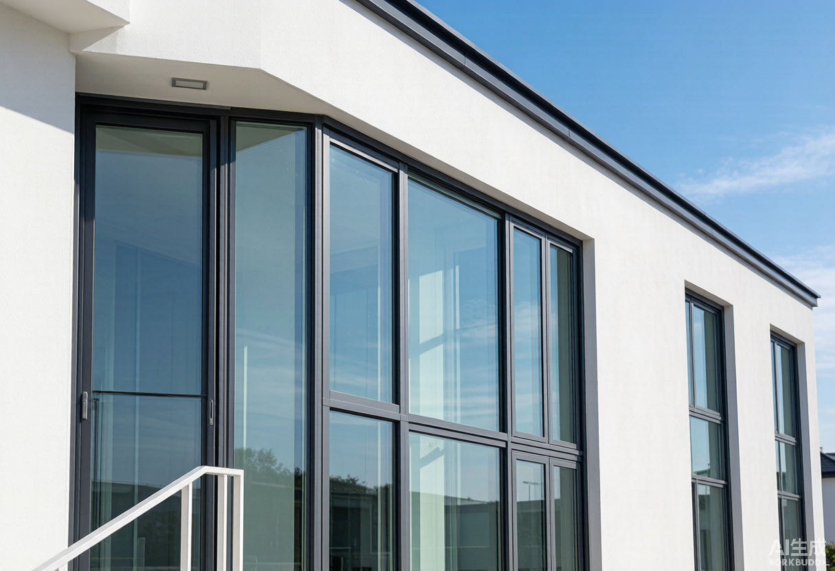 Aluminum sliding window installed on modern residential villa in China - thermal break frame with double glazed glass