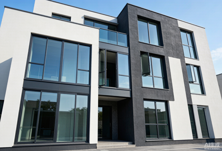 Foshan aluminum doors and windows installed on residential building in China - thermal break frames with double glazing