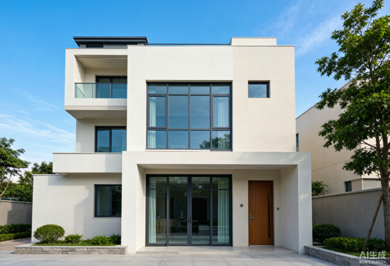 Top 10 Foshan window and door brands in China - modern residential villa with aluminum framed sliding windows and thermal break glass entrance doors