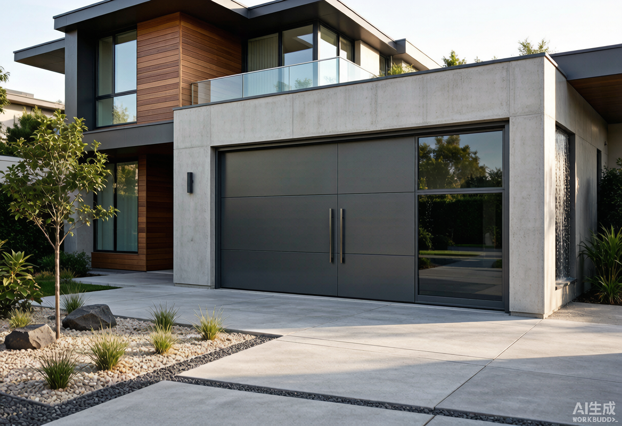 Garage doors for homes installed on modern residential building in China - aluminum insulated glass garage door