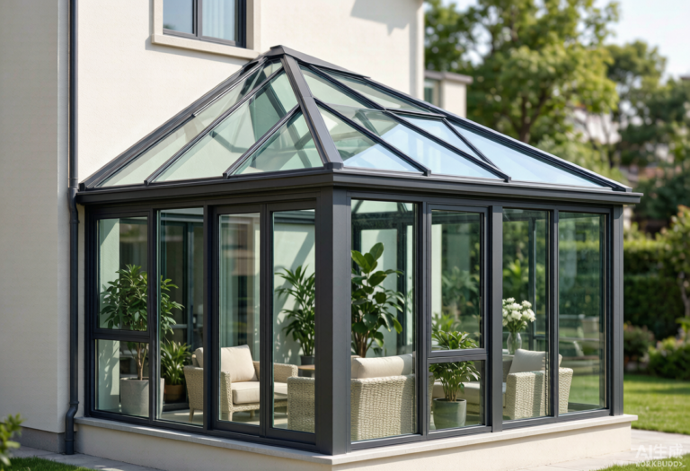 Aluminium wintergarten conservatory installed on residential villa in China - thermal break frame with double glazed glass roof