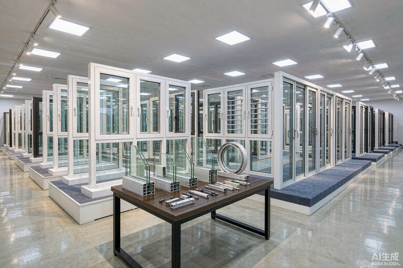 Hot supplier wholesale aluminum windows and doors showroom in China - thermal break casement windows and entrance doors on display