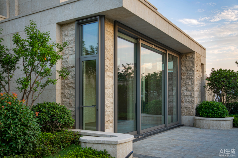 Rogenilan windows and doors system installed on a modern residential villa in China - thermally broken aluminium frames with double glazing