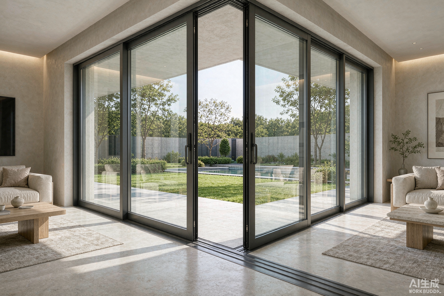 Slide systems and sliding glass doors from a manufacturer in Foshan, Guangdong China - thermal break aluminum frame with double glazing and bottom track rollers