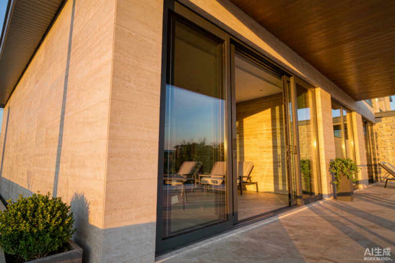 Aluminum sliding glass doors installed on a modern villa in China - three-panel multi-track thermal break system with low-E double glazing and flush floor track