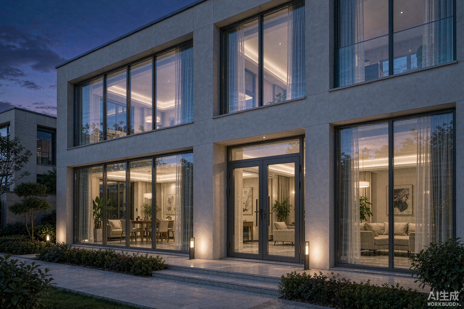 Windows and doors wholesaler in China - aluminum casement windows and entrance door with thermal break frames on modern house